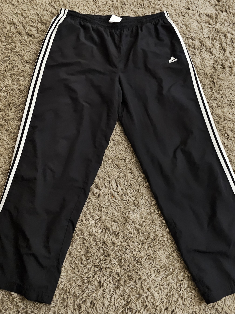 adidas Black Track Pants with White Triple Stripes